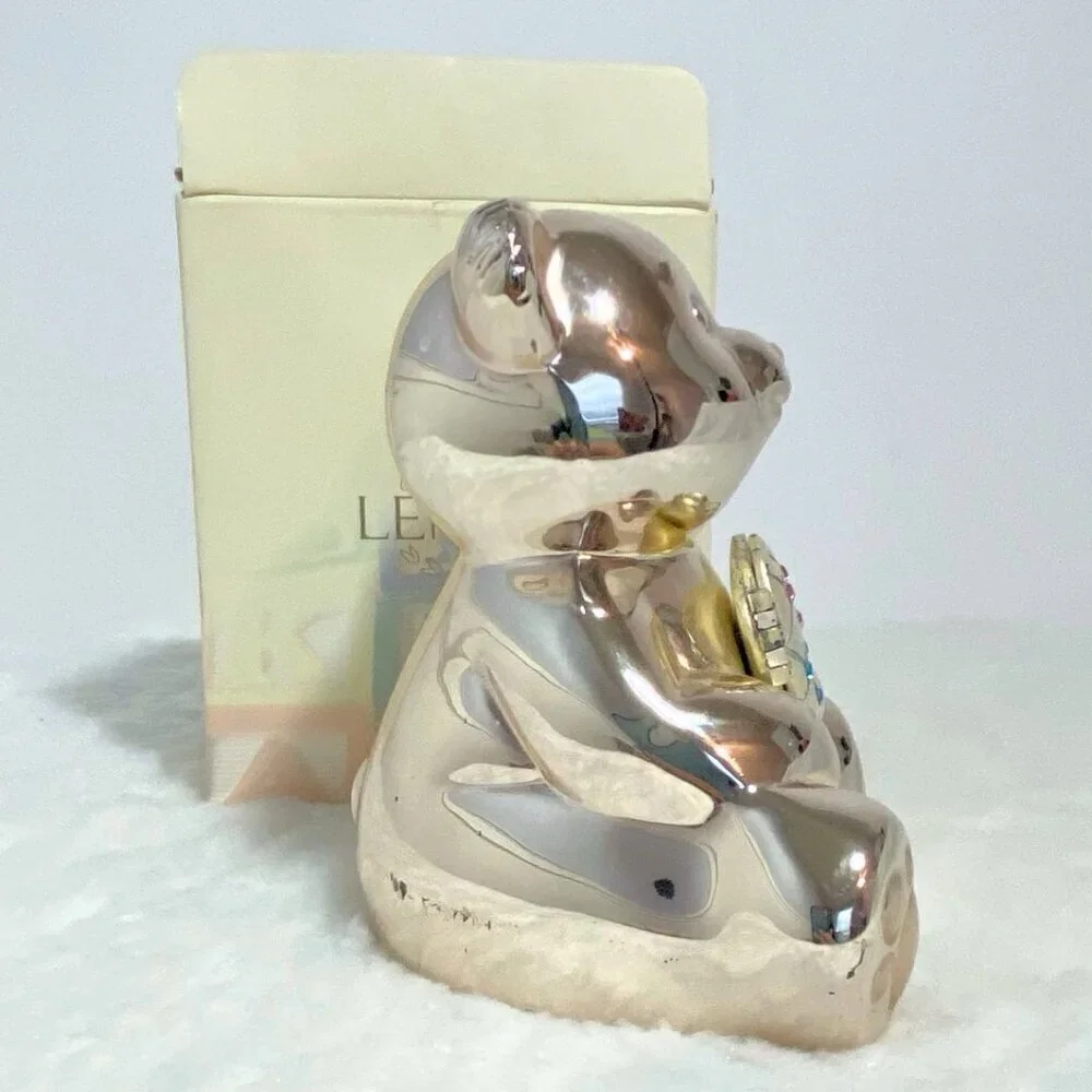 Lenox Vintage Baby Jewel Collection Silver Plated Teddy Bear Bank - Picture 7 of 9